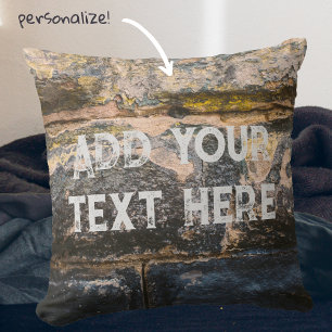Old painted brick wall throw pillow