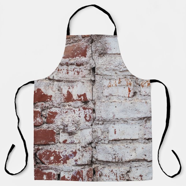 Old painted brick wall with peeling white paintwal apron (Front)