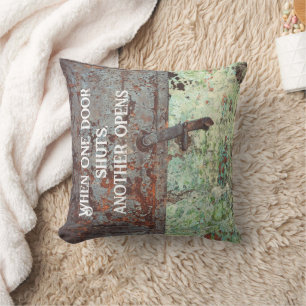 Old painted rusty door throw pillow
