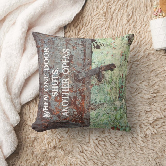 Old painted rusty door throw pillow (Blanket)