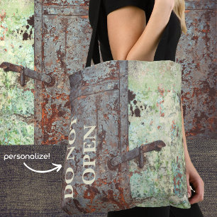 Old painted rusty door tote bag