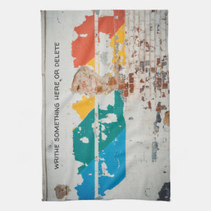 Old painted wall with graffiti  kitchen towel