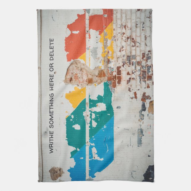 Old painted wall with graffiti  kitchen towel (Vertical)