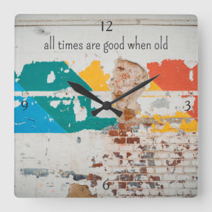 Old painted wall with graffiti square wall clock