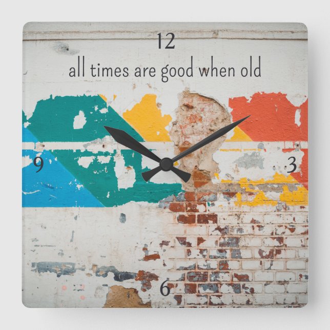 Old painted wall with graffiti  square wall clock (Front)