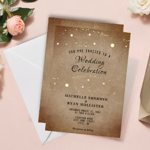 Old Paper Beige Moody Gold Foil Wedding