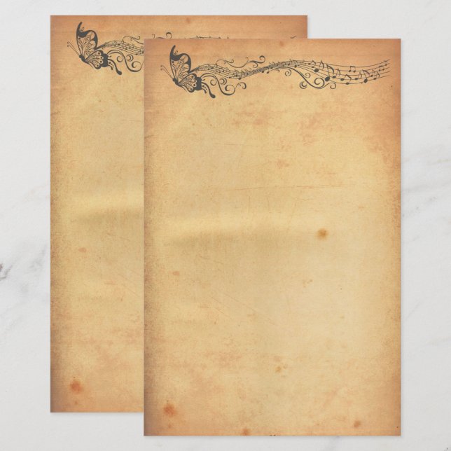 Old paper Butterfly Stationery (Front/Back)