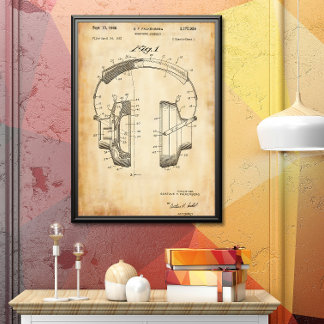 Old Paper | Headphones Patent Poster
