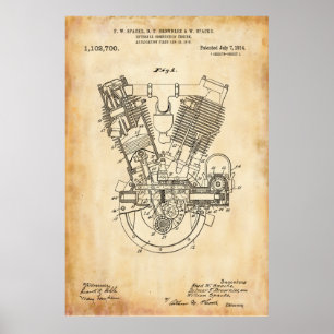 Old paper   Internal Combustion Engine Patent Poster
