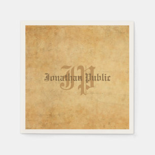 Old Paper Look Template Vintage Hand Monogrammed Napkin
