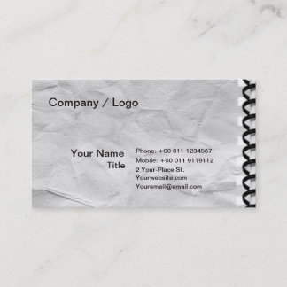 old paper notebook with Spiral Business Card