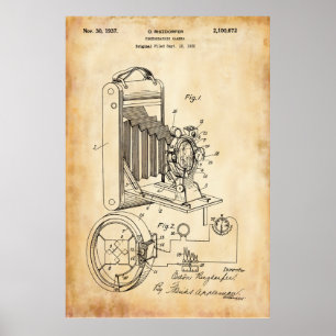 Old Paper   Photographic Camera Patent Poster