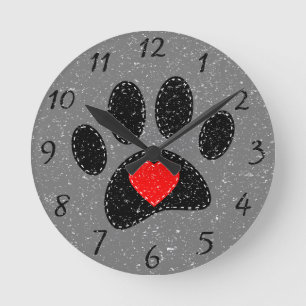 Old Paper Print Dog Lover Round Clock