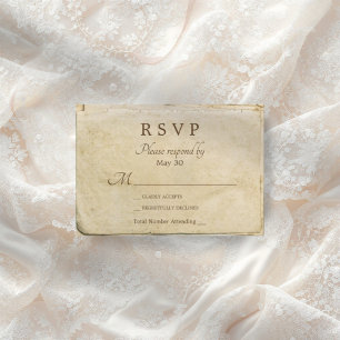 Old paper rustic wedding rsvp card