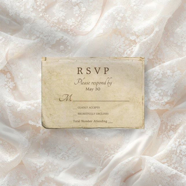 Old paper rustic wedding rsvp card (Creator Uploaded)