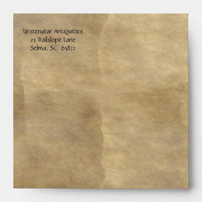 Old Paper Square Notecard Envelope (Front)