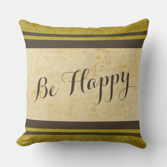 Old Paper & Stripes dark brown + your ideas Throw Pillow (Front)