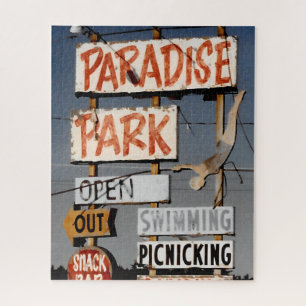 Old Paradise Amusement Park Retro Photo Jigsaw Puzzle