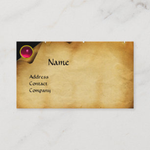 OLD PARCHMENT, GEM STONE, MONOGRAM pink Business Card