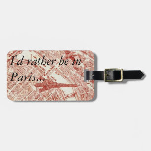 Old Paris Map Luggage Tag