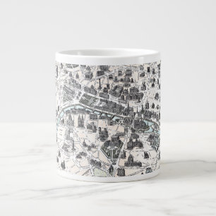 Old Paris Monuments Map 1878  Seine Jumbo Mug