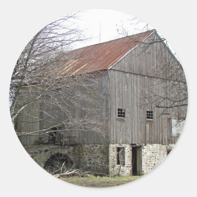 Old Pennsylvania Bank Barn Classic Round Sticker (Front)