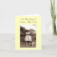 Old photo cute identical twin girl sisters versed