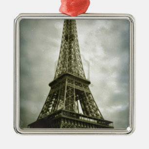 Old Photo Effect Eiffel Tower Paris Metal Ornament