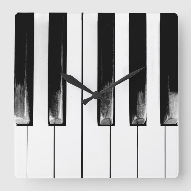 Old Piano Keys Cool Fun Square Wall Clock (Front)