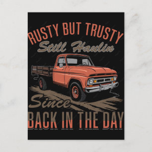 Old pickup truck design vector art illustration holiday postcard