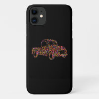 Old Pickup Truck Flower Pattern