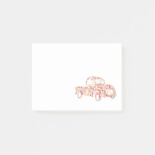 Old Pickup Truck Flower Pattern Post-it Notes