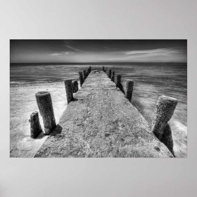 Old Pier Black and White Photograph Poster (Front)