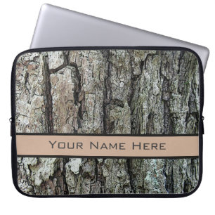 Old Pine Bark with any Colour Name Banner Laptop Sleeve