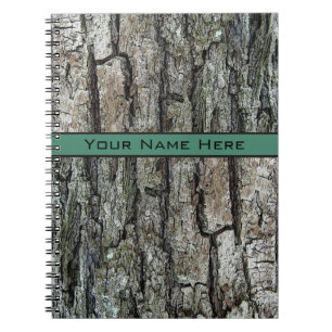 Old Pine Bark with any Colour Name Banner Notebook
