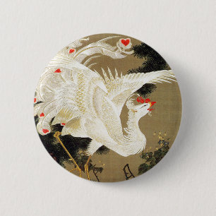 Old Pine Tree and White Phoenix by Ito Jakuchu 2 Inch Round Button