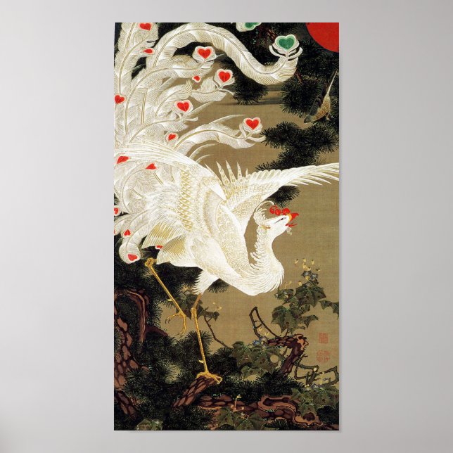 Old Pine Tree and White Phoenix by Ito Jakuchu Poster (Front)