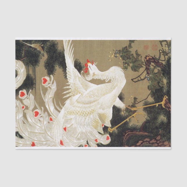 Old Pine Tree and White Phoenix by Ito Jakuchu Tissue Paper (Front)