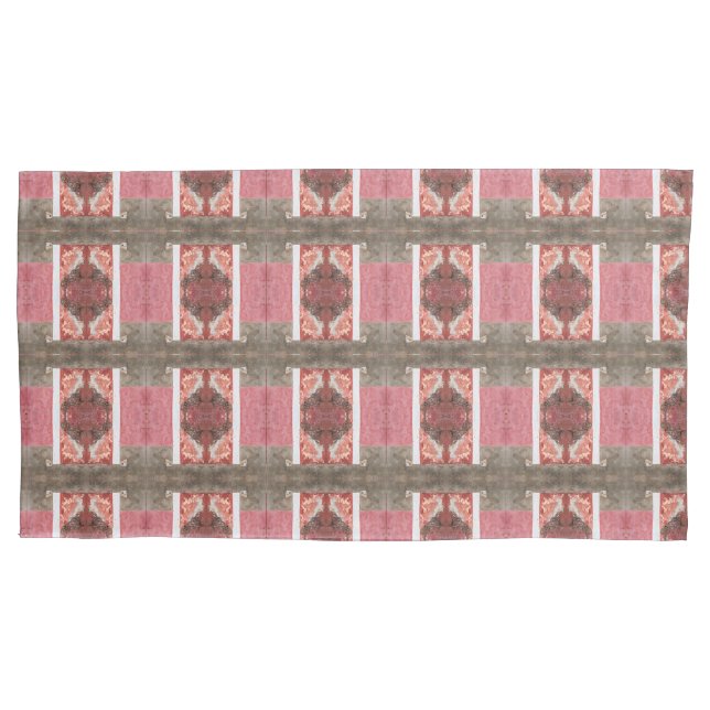 Old pink, white and grey wall small pattern pillowcase (Front)