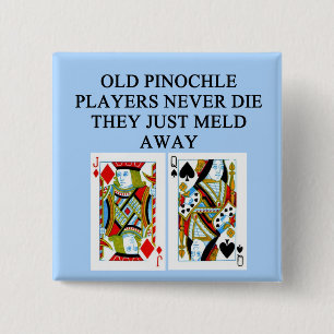 old pinochle player 2 inch square button