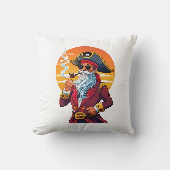 Old pirate captain throw pillow (Front)