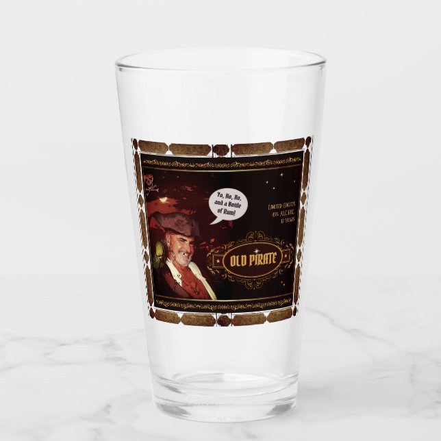 Old Pirate Rum (text customizable) Glass (Front)