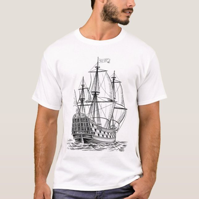 Old Pirate Ship T-Shirt (Front)