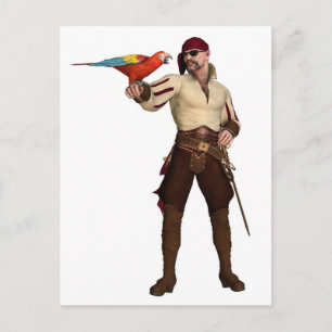 Old Pirate with Parrot Postcard