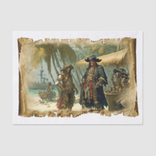 Old Pirates of the Caribbean Palm Tree Decoupage  Tissue Paper