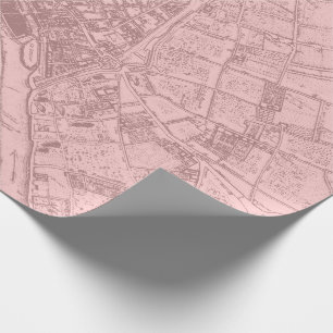 Old Plan Paris Mauve Lilac Blush Pink Royal Mapa Wrapping Paper