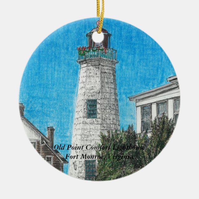 Old Point Comfort Lighthouse Ceramic Ornament (Front)