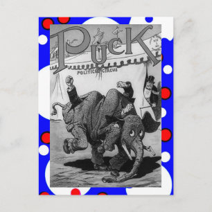 OLD Political Comic Elephant FIGHTING REPUBLICANS Postcard