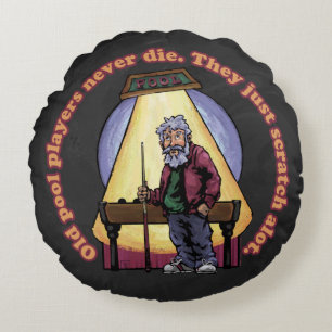 Old Pool Players Round Pillow