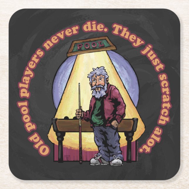 Old Pool players Square Paper Coaster (Front)